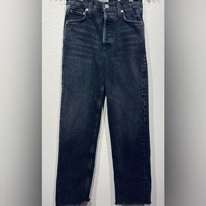 Citizens Of Humanity 'Florence' Black Wide Straight Leg Denim Jeans - Size 23